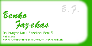 benko fazekas business card